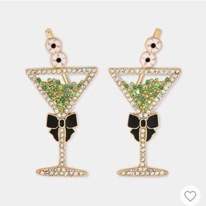 Sugarfix by Baublebar Olive Martini Pass The Spirits  Halloween Theme Earrings
